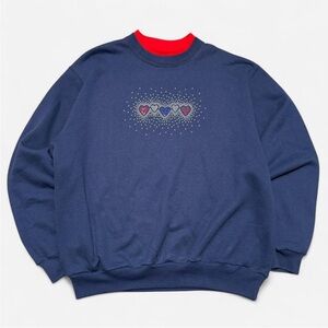 Classic Navy Crewneck Sweater with Heart Design